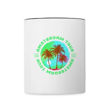 Amsterdam Tour Palmen Urlaub - Tasse zweifarbig - Weiß/Schwarz - Vorne
