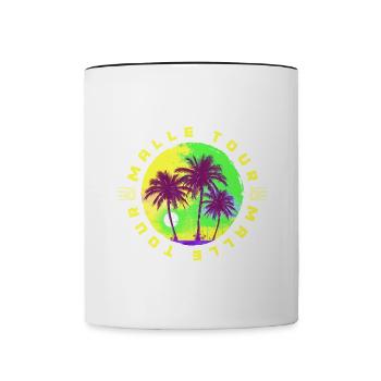 Malle Tour Palmiers Vacances - Mug contrasté - blanc/noir - Devant