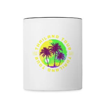 Vacances en Thaïlande Palm Tree - Mug contrasté - blanc/noir - Devant