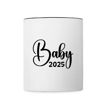 Baby 2025 Birth 2025 Pregnancy 2025 - Contrasting Mug - white/black - Front