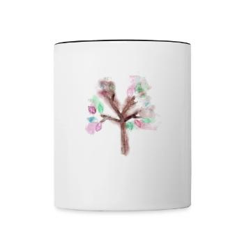 Bunter filigraner Herbstbaum - Tasse zweifarbig - Weiß/Schwarz - Vorne