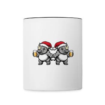 Rhino Christmas Beer Team - Contrasting Mug - white/black - Front