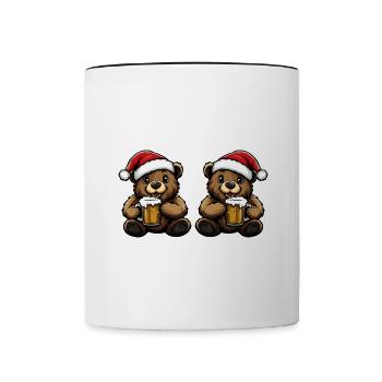 Bär Weihnachten Bier Team - Tasse zweifarbig - Weiß/Schwarz - Vorne
