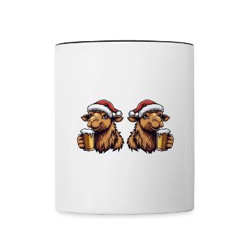 Kamel Weihnachten Bier Team - Tasse zweifarbig - Weiß/Schwarz - Vorne