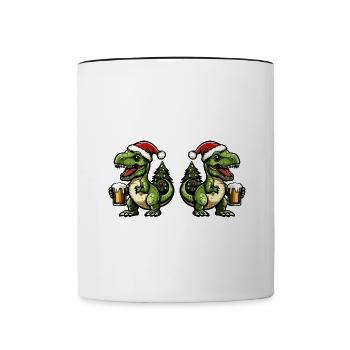 Équipe de la bière de Noël Dinosaur T-Rex - Mug contrasté - blanc/noir - Devant