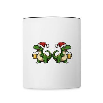 Dinosaurier brontosaurus Weihnachten Bier Team - Tasse zweifarbig - Weiß/Schwarz - Vorne