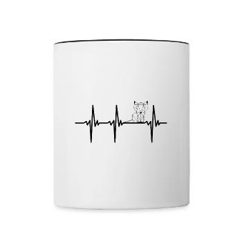 Herzschlag für geometrischen Fuchs - Tasse zweifarbig - Weiß/Schwarz - Vorne