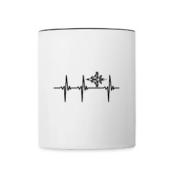 Herzschlag für Tribal Kampfflugzeug Modellbauer - Tasse zweifarbig - Weiß/Schwarz - Vorne