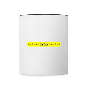 2025 Jahr Ornament - Tasse zweifarbig - Weiß/Schwarz - Vorne