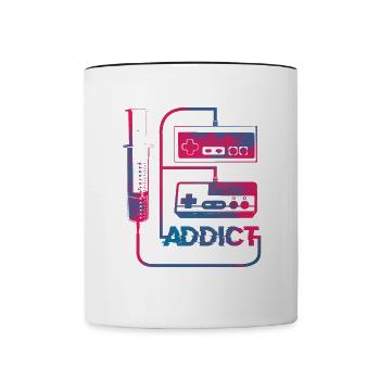 Gaming Gamer Addict Sucht TShirt Geschenk - Tasse zweifarbig - Weiß/Schwarz - Vorne