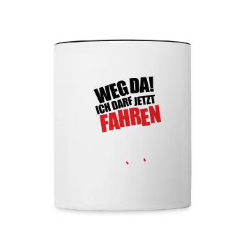 Fahranfänger Geschenk Tshirt - Tasse zweifarbig - Weiß/Schwarz - Vorne