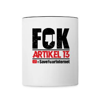 FCK Article 13 T-Shirt - Contrasting Mug - white/black - Front