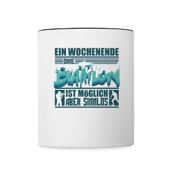 Biathlon Shirt Wintersport Fanartikel - Tasse zweifarbig - Weiß/Schwarz - Vorne
