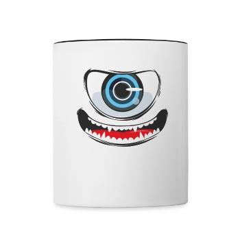 Monster Kostüm T-Shirt Für Kinder - Tasse zweifarbig - Weiß/Schwarz - Vorne