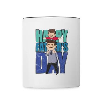 Père Fils Fête Des Pères Dire T-shirt - Mug contrasté - blanc/noir - Devant