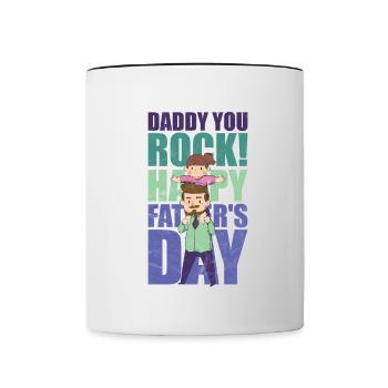 Fête des pères fête des pères papa vous rock chemise - Mug contrasté - blanc/noir - Devant