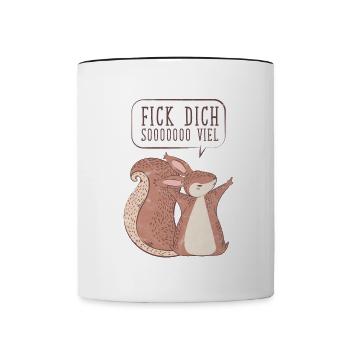 Eichhörnchen Fick Dich Lustig Geschenk - Tasse zweifarbig - Weiß/Schwarz - Vorne