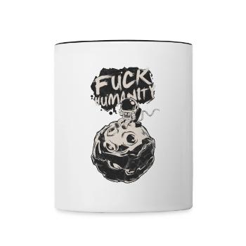 Fuck Humanity Astronaut Moon Gift - Contrasting Mug - white/black - Front