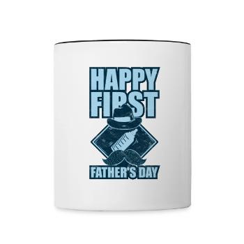 Père fils fête des pères 1er papa disant t-shirt - Mug contrasté - blanc/noir - Devant