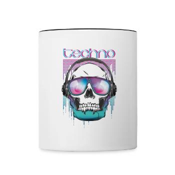 Techno MDMA Totenkopf Psytrance - Tasse zweifarbig - Weiß/Schwarz - Vorne