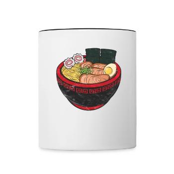 Ramen Kawaii Instant Noodle Soup Anime - Tasse zweifarbig - Weiß/Schwarz - Vorne
