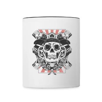 Motard motrorradfahrer crâne crâne - Mug contrasté - blanc/noir - Devant