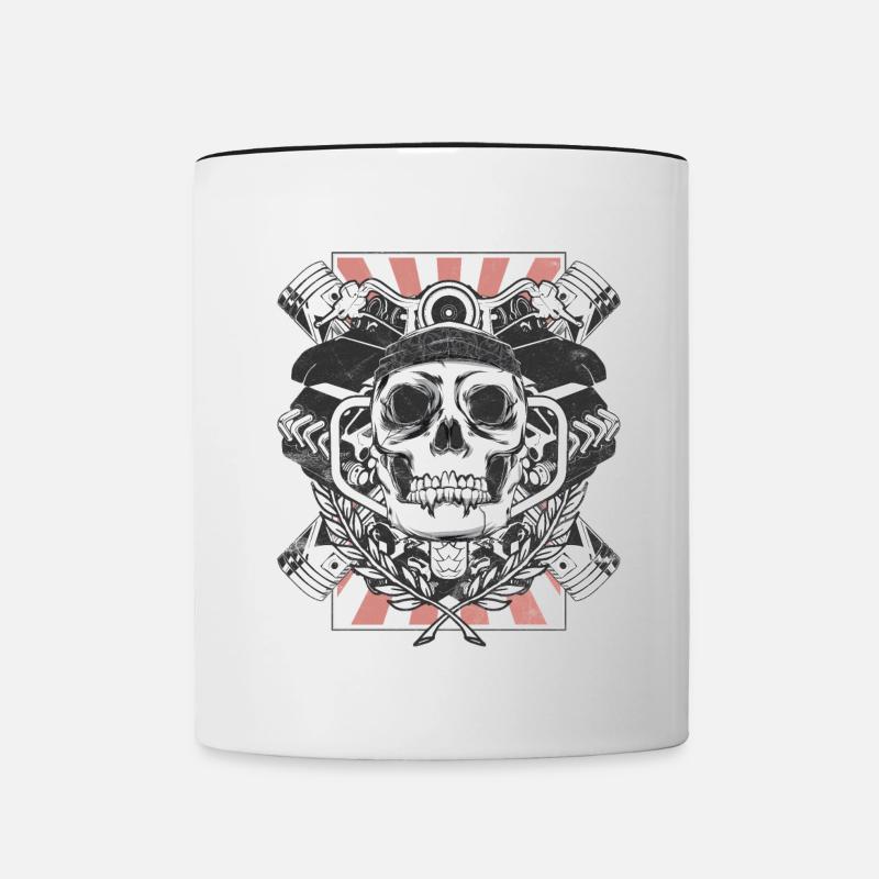Motard motrorradfahrer crâne crâne - Mug contrasté - blanc/noir