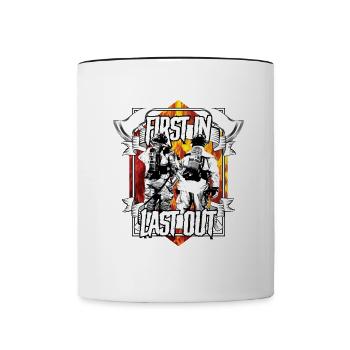 Service d'incendie premier entré dernier sorti - Mug contrasté - blanc/noir - Devant