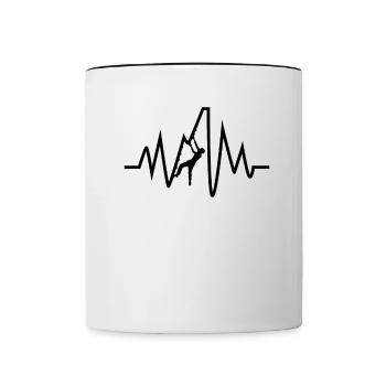 Bouldering climbing heartbeat tshirt - Contrasting Mug - white/black - Front