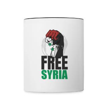 Free Syria T-Shirt Syria Flag: Syria Flag Ob - Contrasting Mug - white/black - Front