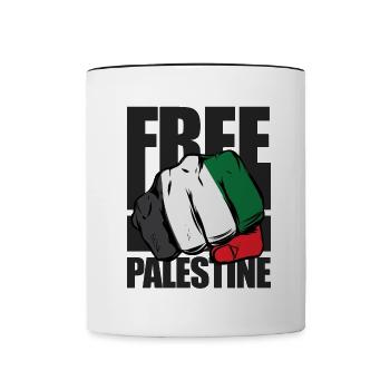 Manifestation Palestine Libre Israël - Mug contrasté - blanc/noir - Devant