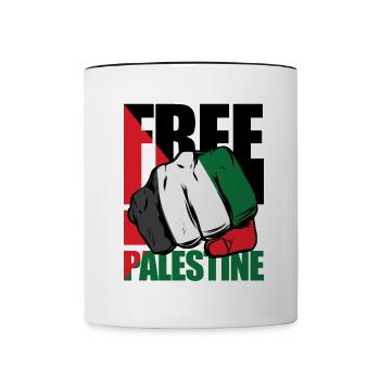 Free Palestine Israel Protest - Tasse zweifarbig - Weiß/Schwarz - Vorne