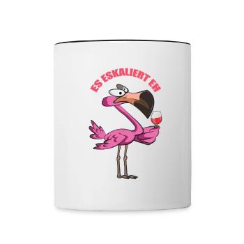 Flamingo Party Es Eskaliert Eh - Tasse zweifarbig - Weiß/Schwarz - Vorne
