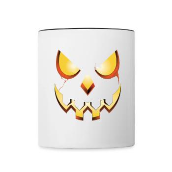 Gruseliges Kürbis Halloween Design - Tasse zweifarbig - Weiß/Schwarz - Vorne