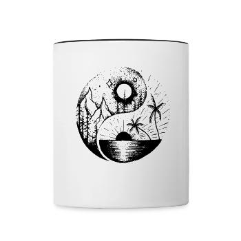 Zen Ying Yang Sonne Mond - Tasse zweifarbig - Weiß/Schwarz - Vorne
