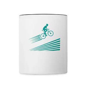Gegenwind Formt den Charakter Fahrrad Spruch - Tasse zweifarbig - Weiß/Schwarz - Vorne