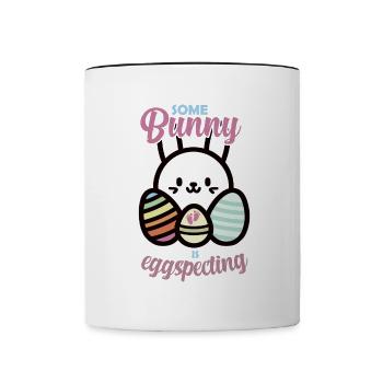 Ostern Schwangerschaft Ankündigung Ostereier - Tasse zweifarbig - Weiß/Schwarz - Vorne