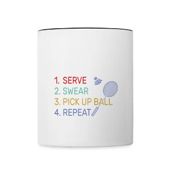 Funny How to play Badminton Swearing Sport - Contrasting Mug - white/black - Front