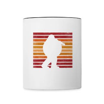 Sasquatch Bigfoot Transverse Flute Sunset Vintage - Contrasting Mug - white/black - Front