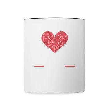 Puzzles sind mein Valentinstag Lustiges Wortspiel Puzzle - Tasse zweifarbig - Weiß/Schwarz - Vorne