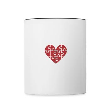 Puzzles sind mein Valentinstag Lustiges Wortspiel Puzzle - Tasse zweifarbig - Weiß/Schwarz - Vorne