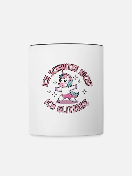 Ich schwitze nicht ich Glitzere Lustig Aerobic Tan - Tasse zweifarbig - Weiß/Schwarz
