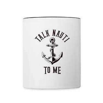 Talk Nauti to me Drôle de jeu de mots - Mug contrasté - blanc/noir - Devant