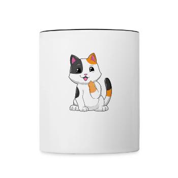 Freche Katze Geschenk Mittelfinger Hauskatze - Tasse zweifarbig - Weiß/Schwarz - Vorne