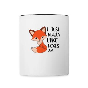 I just really like foxes Geschenk Fuchs Rotfuchs - Tasse zweifarbig - Weiß/Schwarz - Vorne