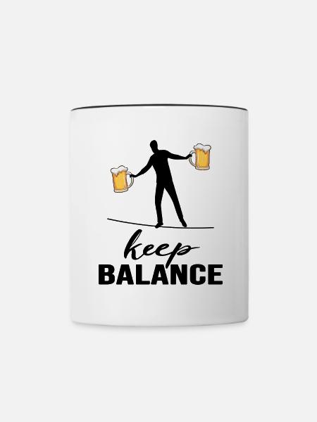 slackline und bier keep balance - Tasse zweifarbig - Weiß/Schwarz