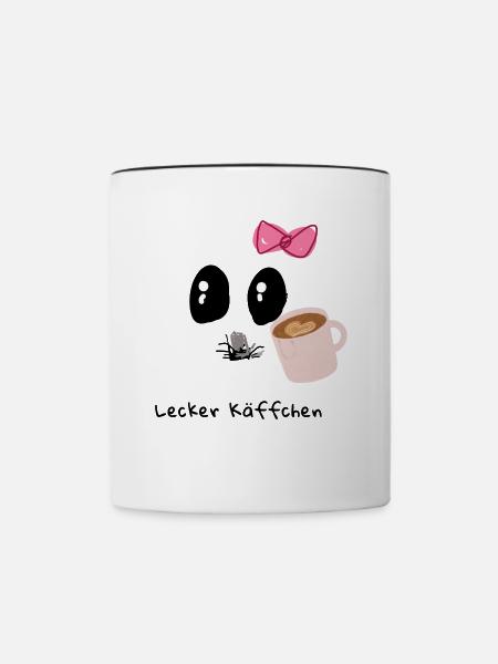 Lecker, Kaffee, illustration - Tasse zweifarbig - Weiß/Schwarz