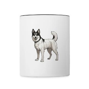 Animal de chien husky - Mug contrasté - blanc/noir - Devant