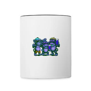 Malle 2024 Affe Bier Party Mallorca - Tasse zweifarbig - Weiß/Schwarz - Vorne
