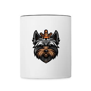Yorkshire Terrier Hund Krone - Tasse zweifarbig - Weiß/Schwarz - Vorne